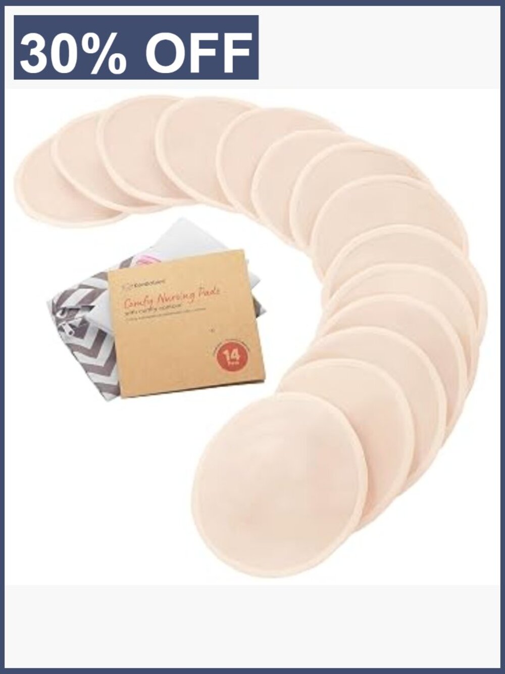 14 Reusable Organic Bamboo Nursing Pads With Wash Bag, Leakproof Breastfeeding